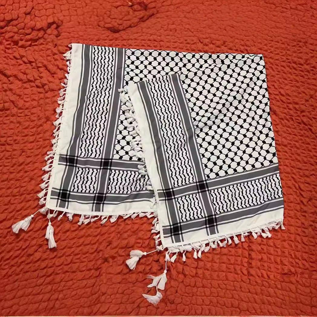 MH052 Four-Sided Fringed  Keffiyeh Square Hijab - Image 2