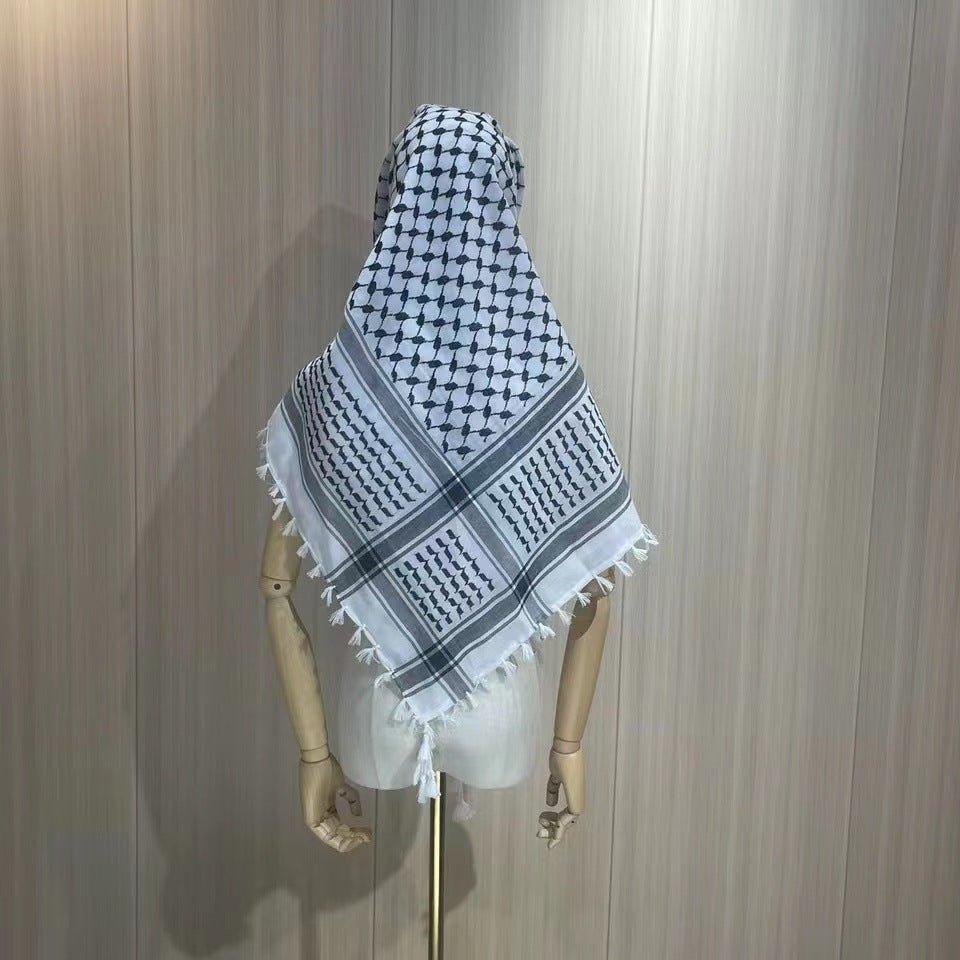 MH052 Four-Sided Fringed  Keffiyeh Square Hijab - Image 6