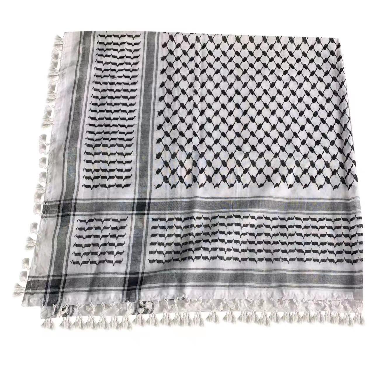 MH052 Four-Sided Fringed  Keffiyeh Square Hijab - Image 8