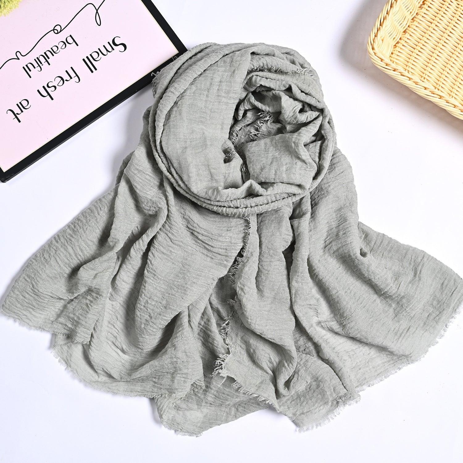 MH055 Encrypted Bubble Wrinkle Solid Color Hijab - Image 11