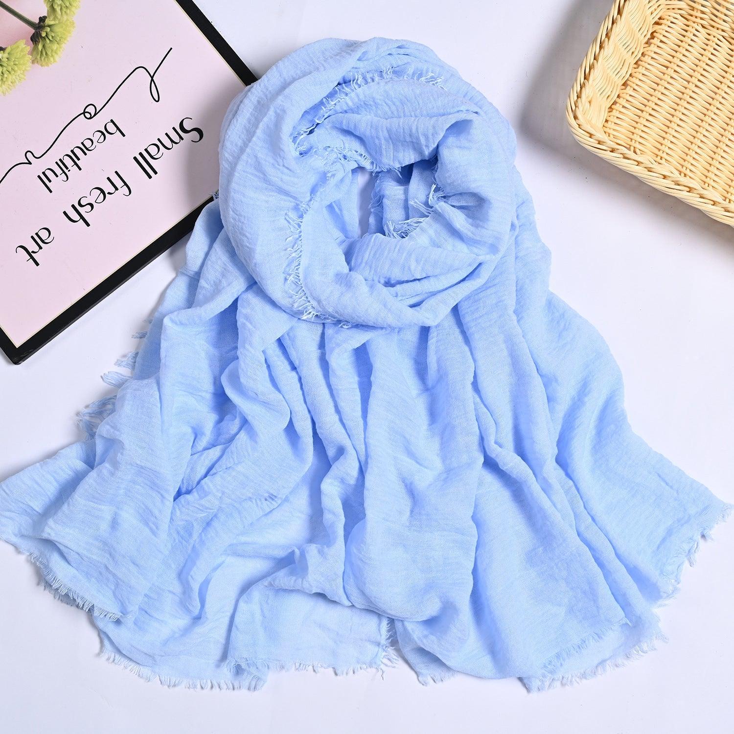 MH055 Encrypted Bubble Wrinkle Solid Color Hijab - Image 12
