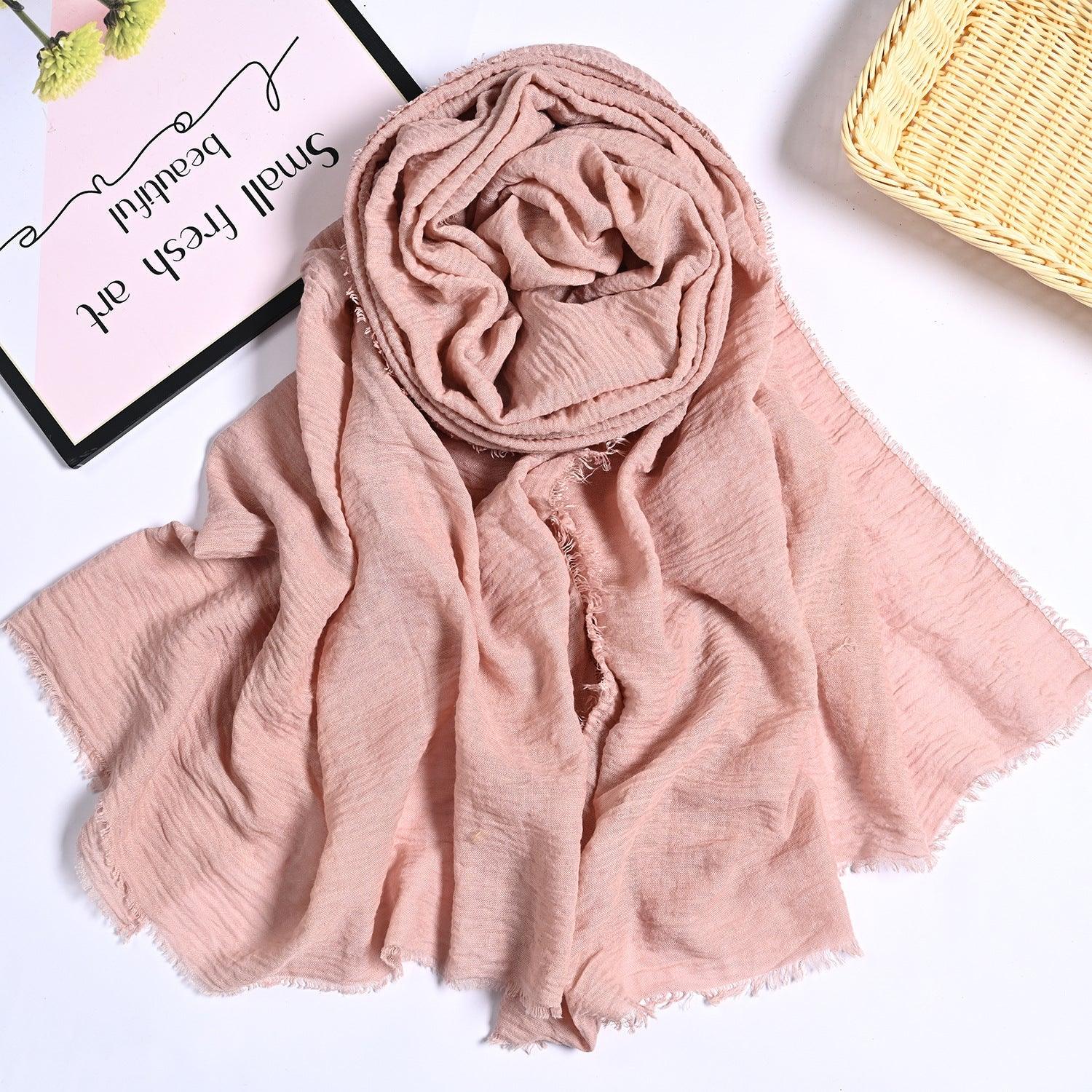 MH055 Encrypted Bubble Wrinkle Solid Color Hijab - Image 13