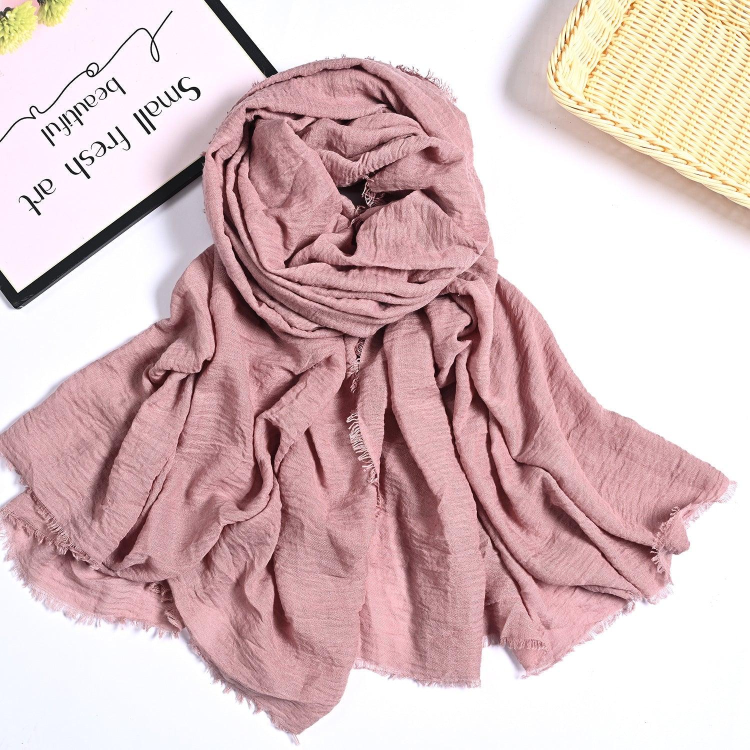 MH055 Encrypted Bubble Wrinkle Solid Color Hijab - Image 16