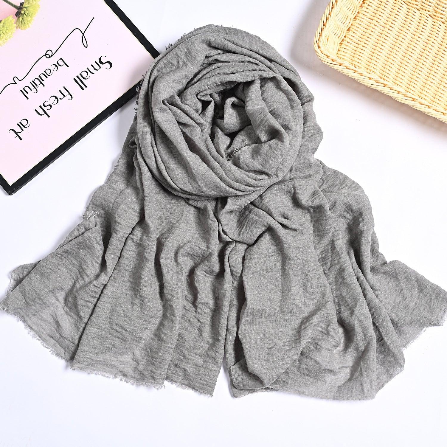 MH055 Encrypted Bubble Wrinkle Solid Color Hijab - Image 18