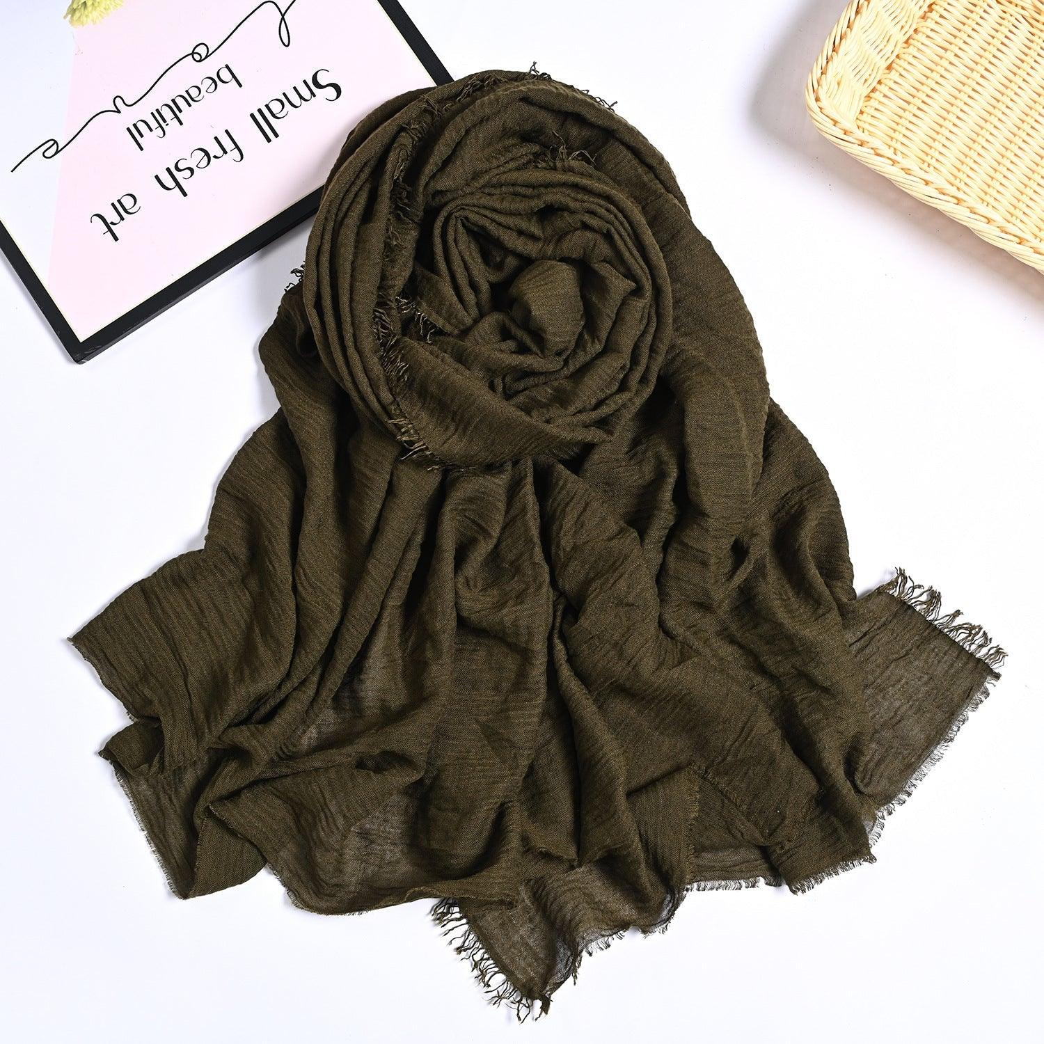 MH055 Encrypted Bubble Wrinkle Solid Color Hijab - Image 19