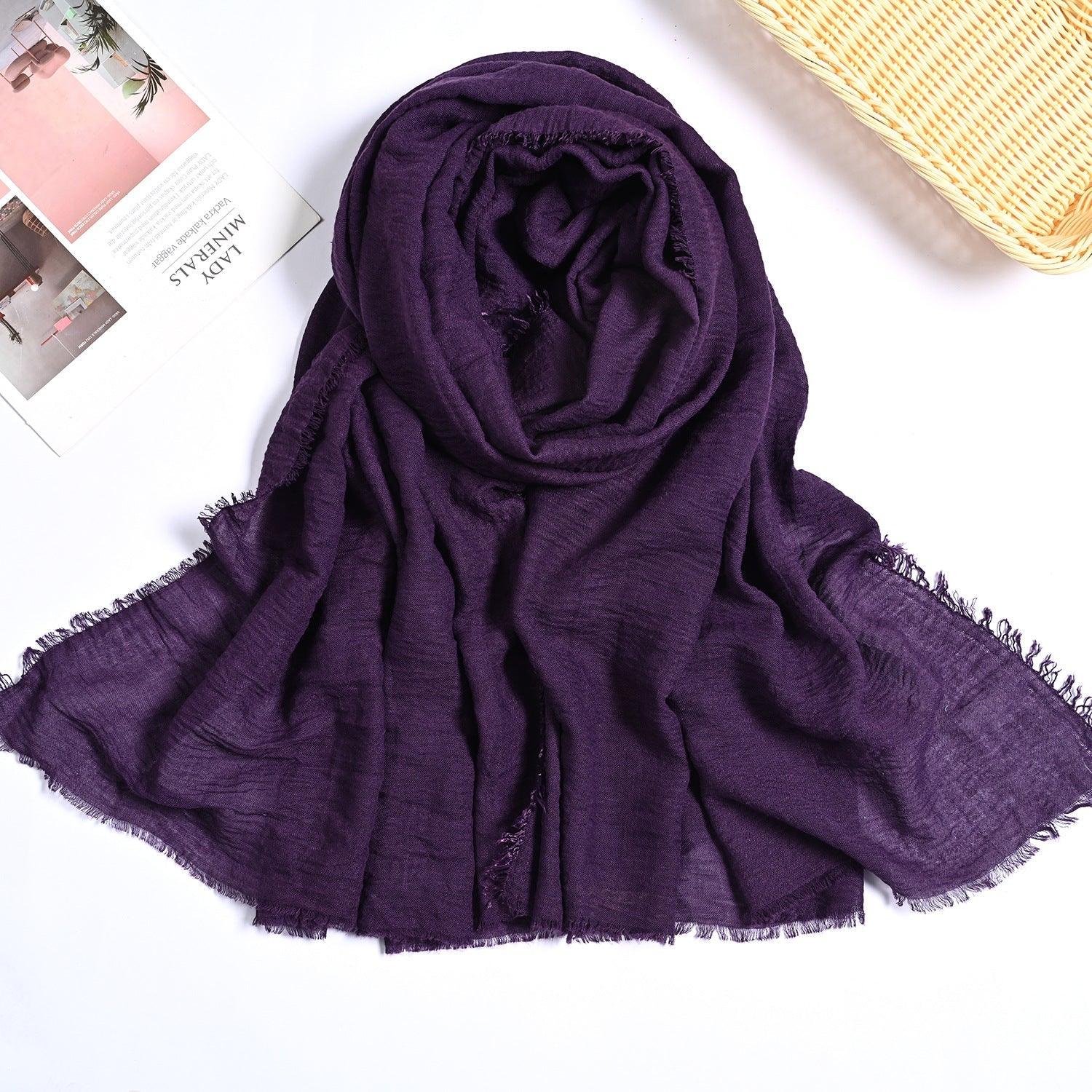 MH055 Encrypted Bubble Wrinkle Solid Color Hijab - Image 20