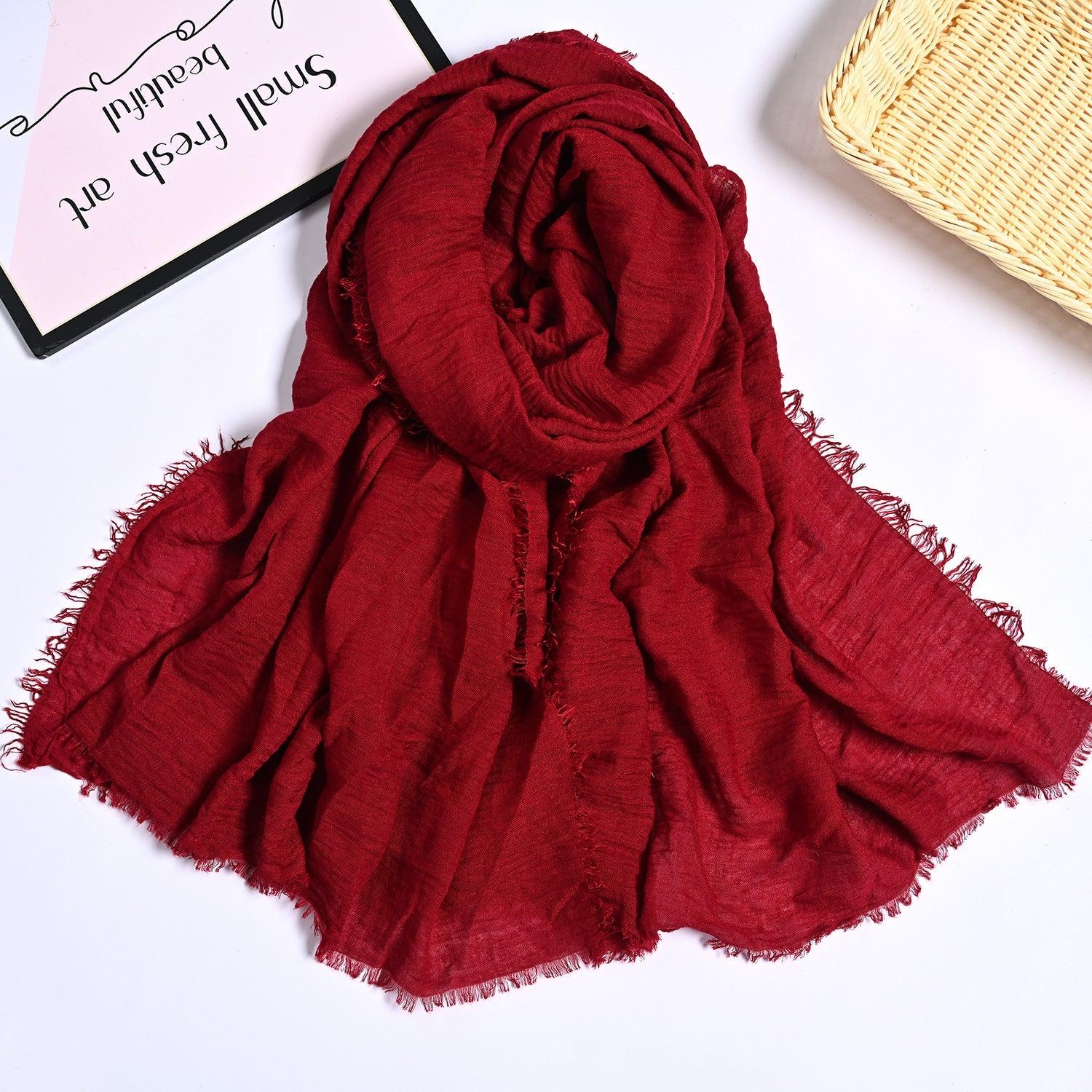 MH055 Encrypted Bubble Wrinkle Solid Color Hijab - Image 21