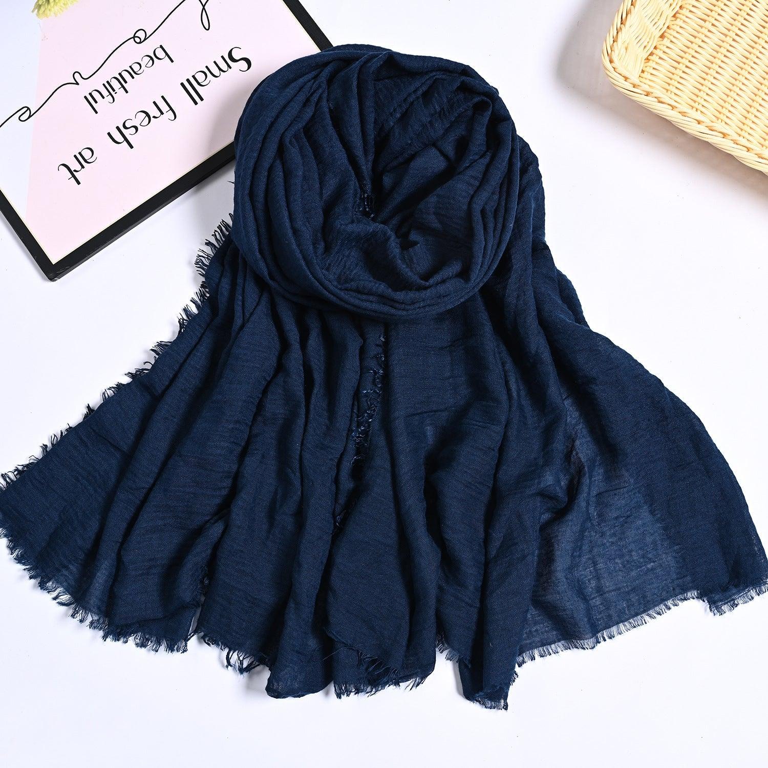 MH055 Encrypted Bubble Wrinkle Solid Color Hijab - Image 22