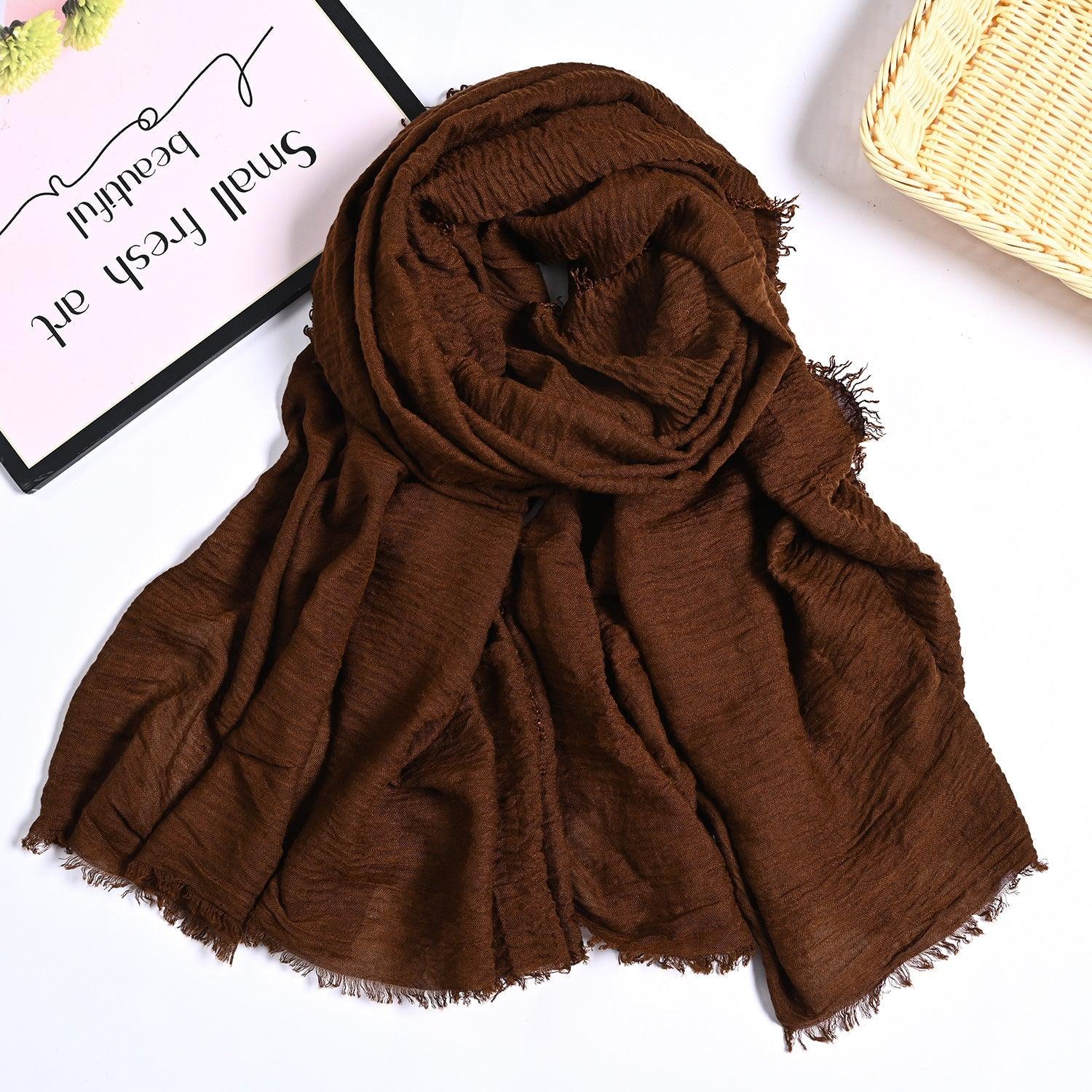 MH055 Encrypted Bubble Wrinkle Solid Color Hijab - Image 23