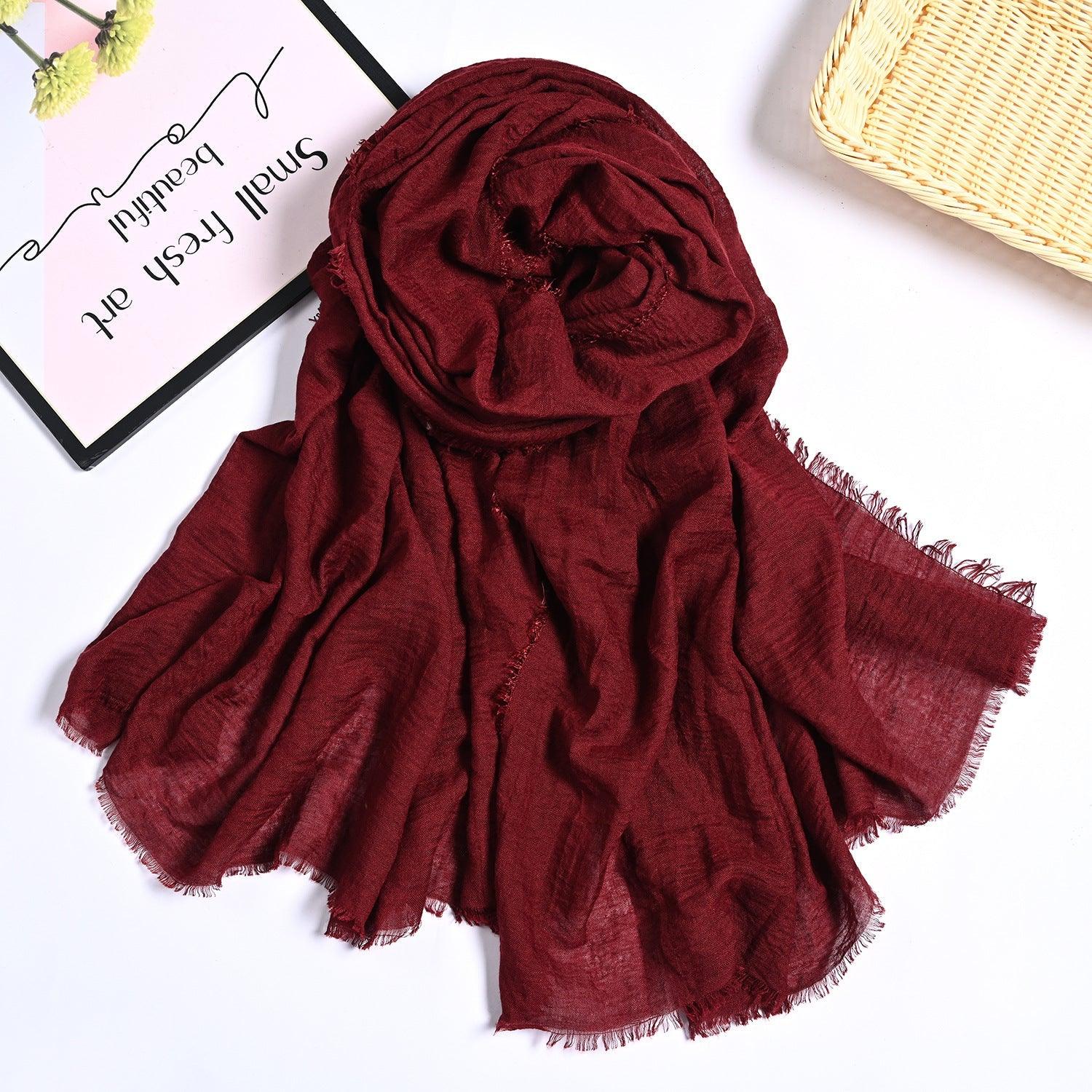 MH055 Encrypted Bubble Wrinkle Solid Color Hijab - Image 25