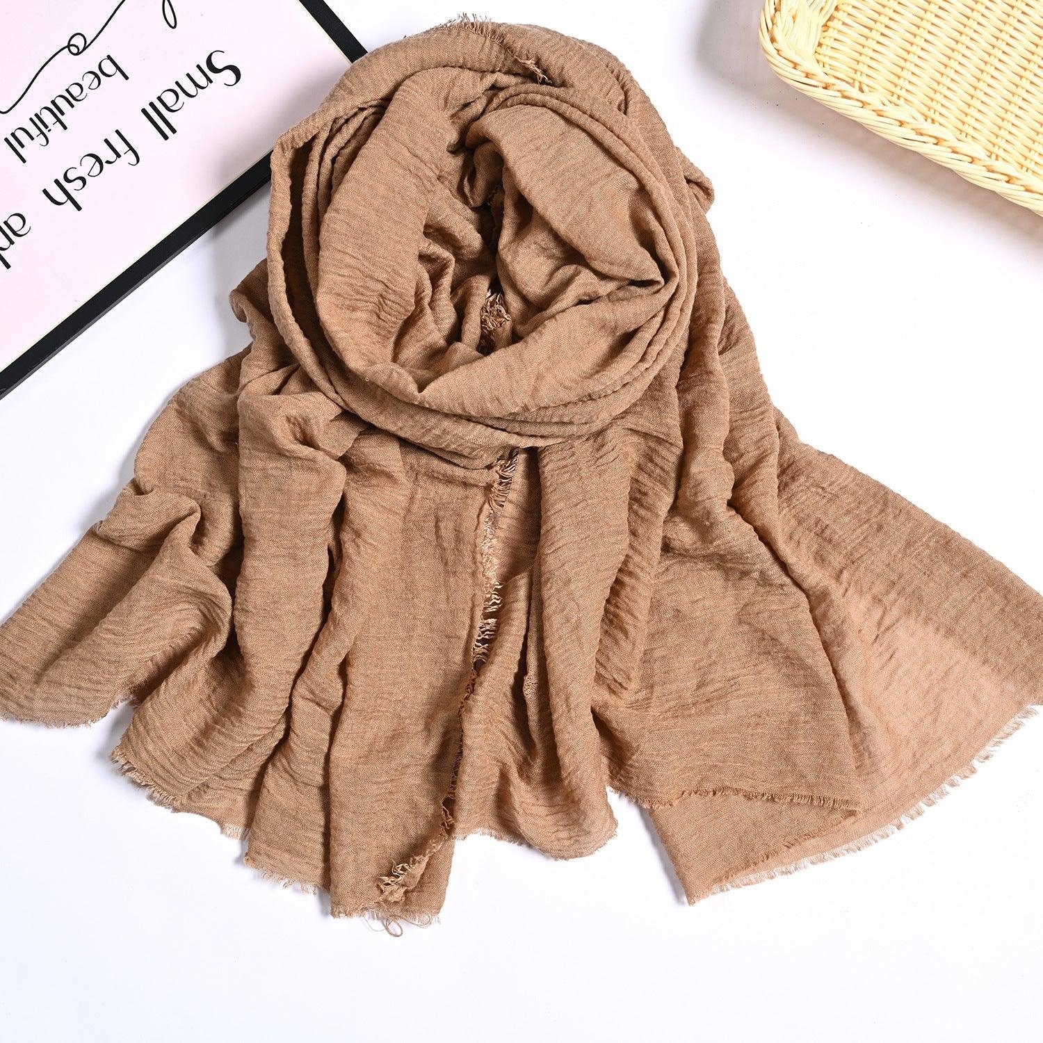 MH055 Encrypted Bubble Wrinkle Solid Color Hijab - Image 26