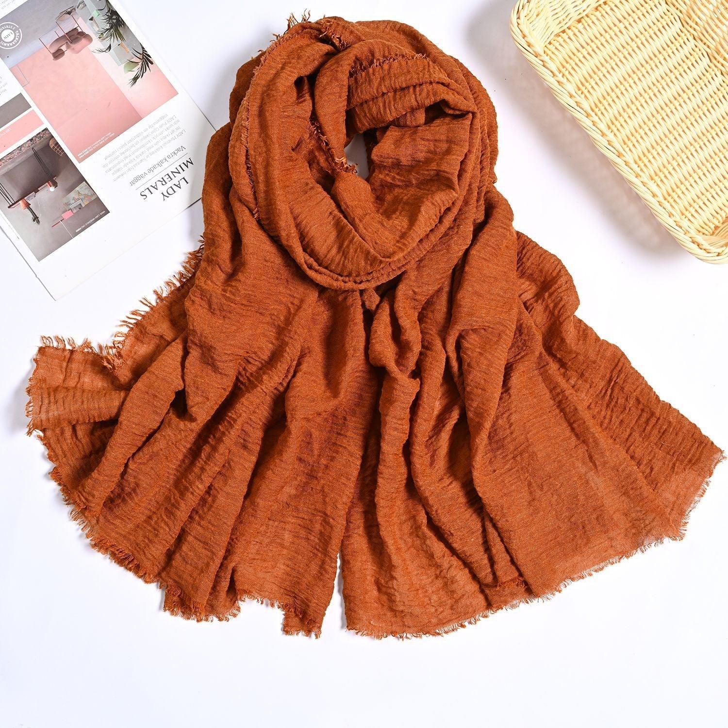 MH055 Encrypted Bubble Wrinkle Solid Color Hijab - Image 27