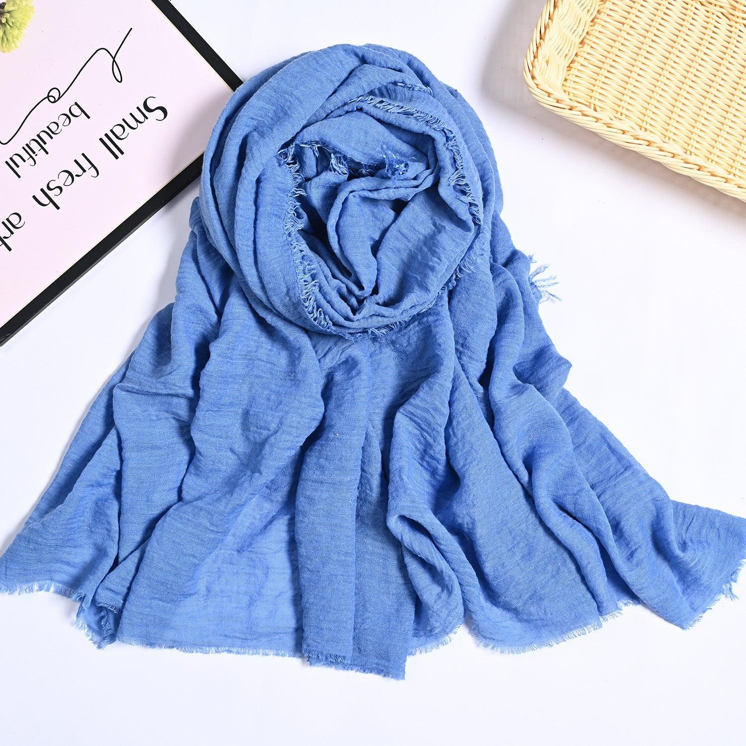 MH055 Encrypted Bubble Wrinkle Solid Color Hijab - Image 28