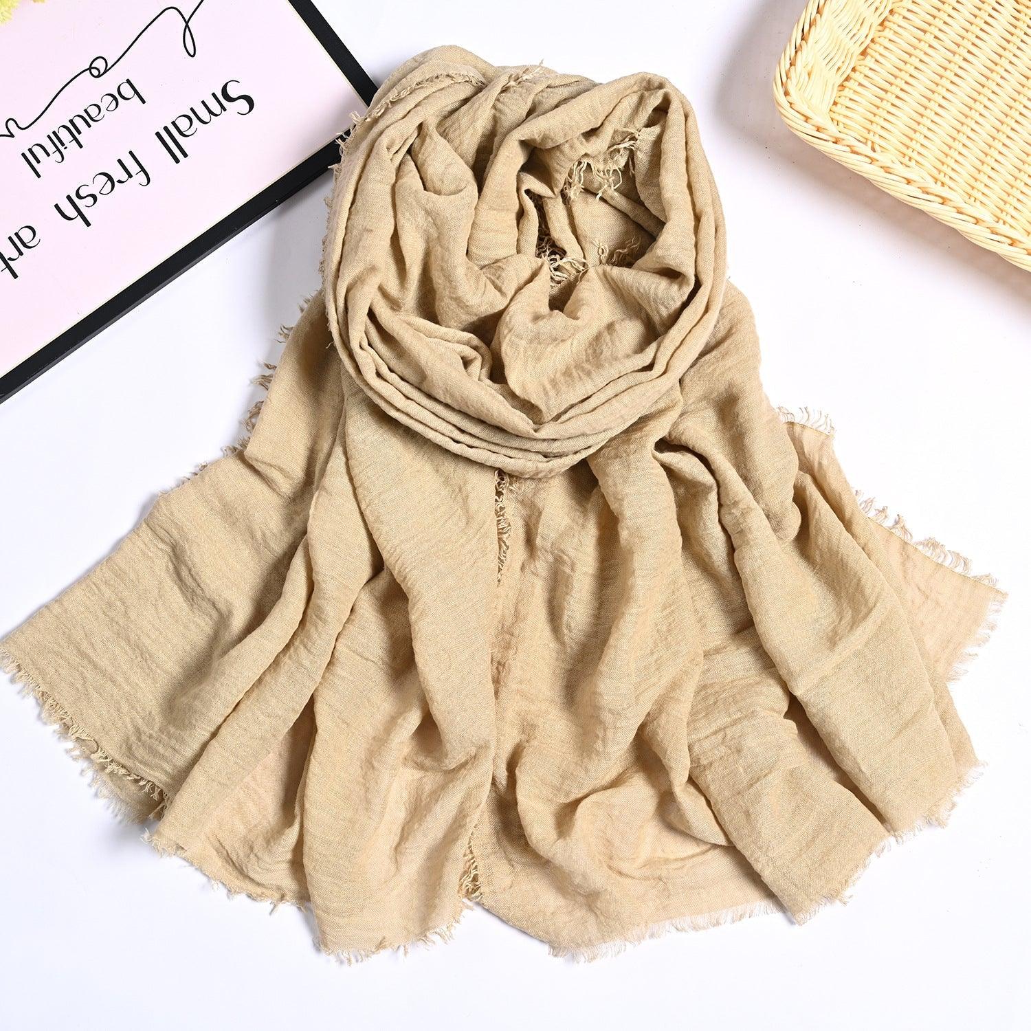 MH055 Encrypted Bubble Wrinkle Solid Color Hijab - Image 29