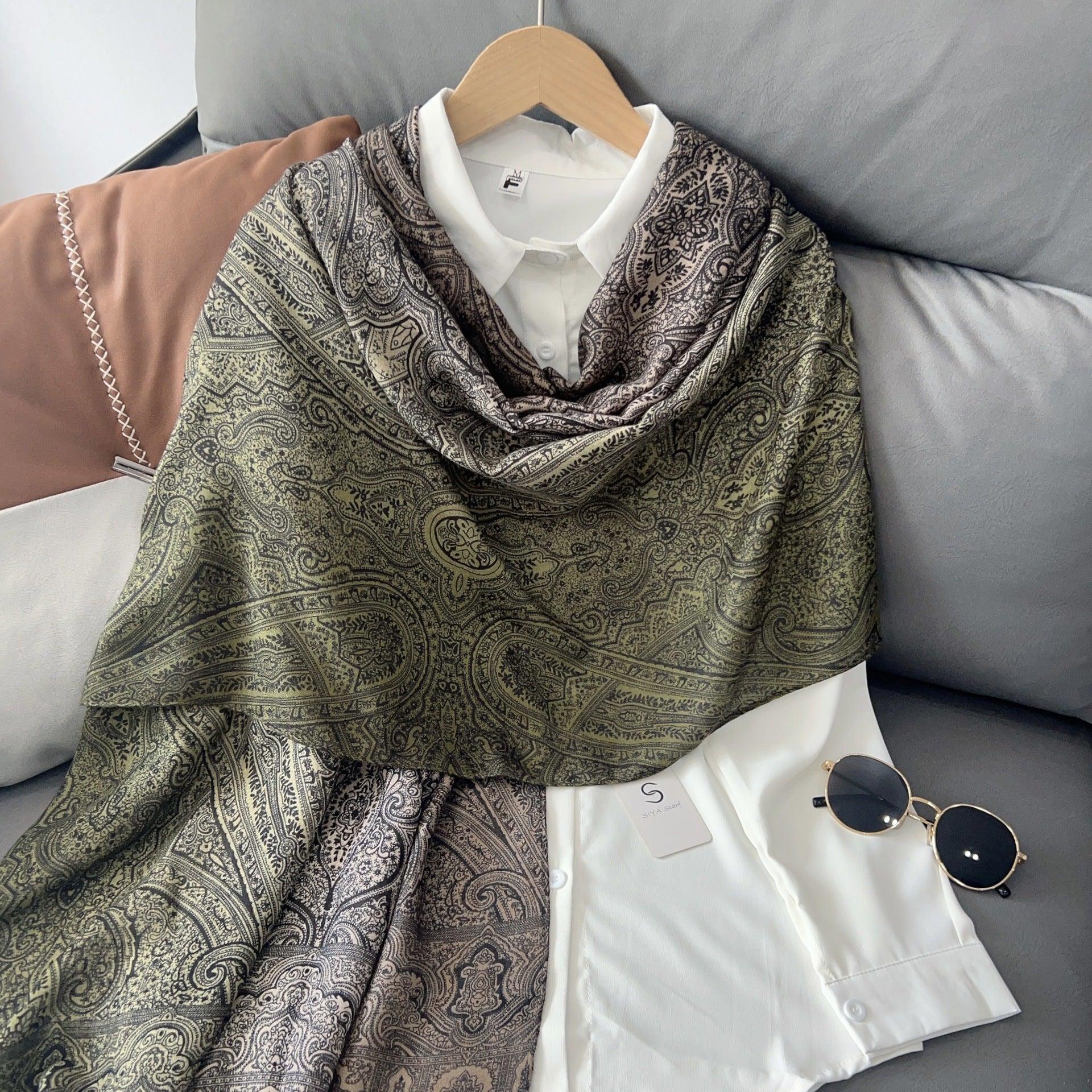 MH058 Cashew Printed Cotton And Linen Thin Hijab - Image 2