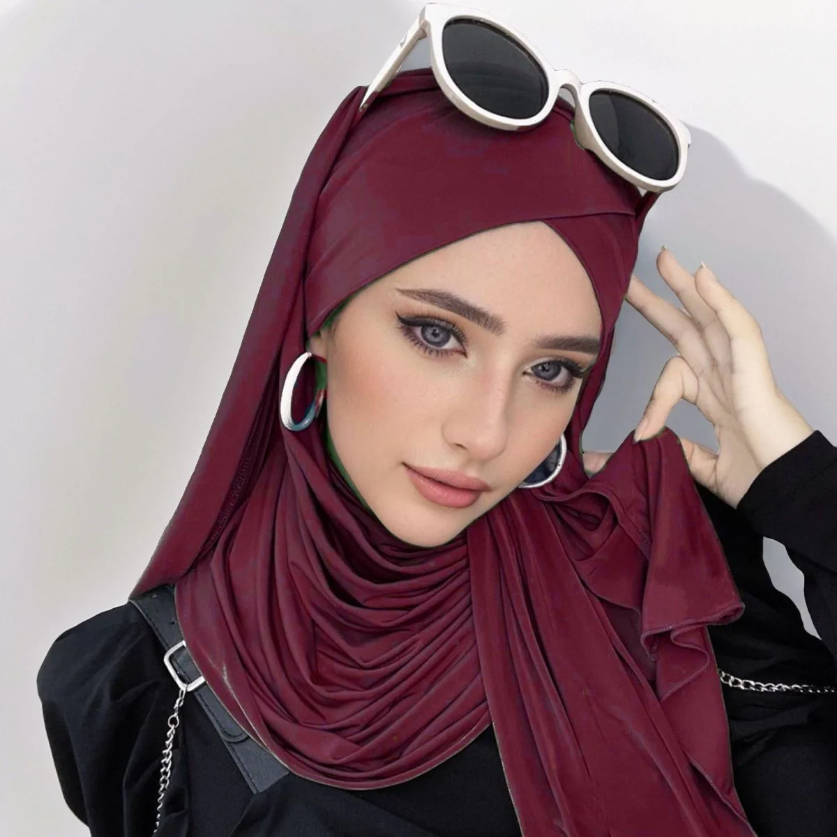 MH059 Solid Color Single Layer Cross Stretch Hijab - Image 12