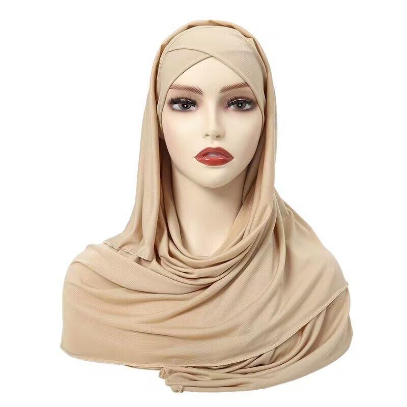MH059 Solid Color Single Layer Cross Stretch Hijab - Image 7