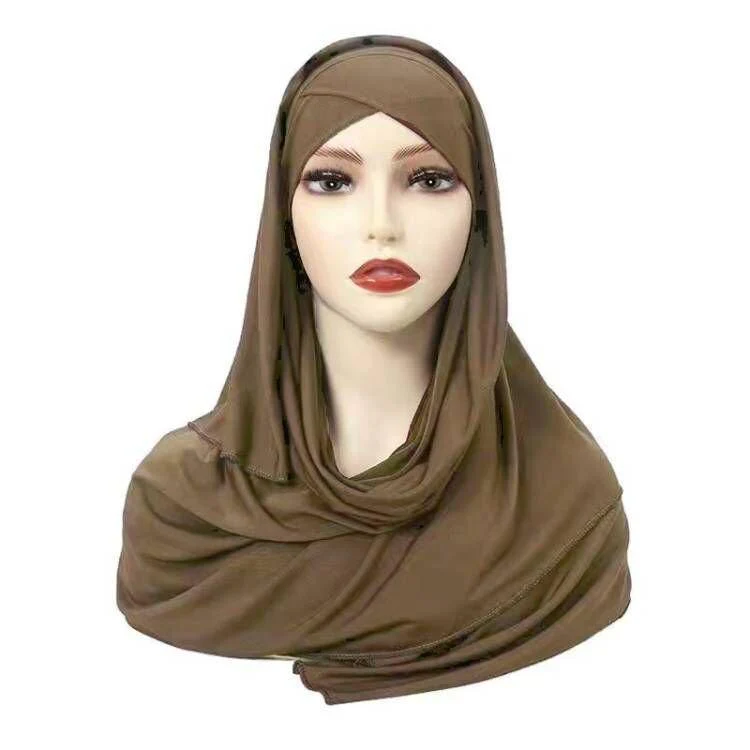 MH059 Solid Color Single Layer Cross Stretch Hijab - Image 8