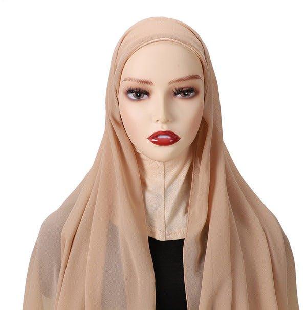 MH061 Pearl Chiffon One-Piece Bottom Hat Hijab - Image 10