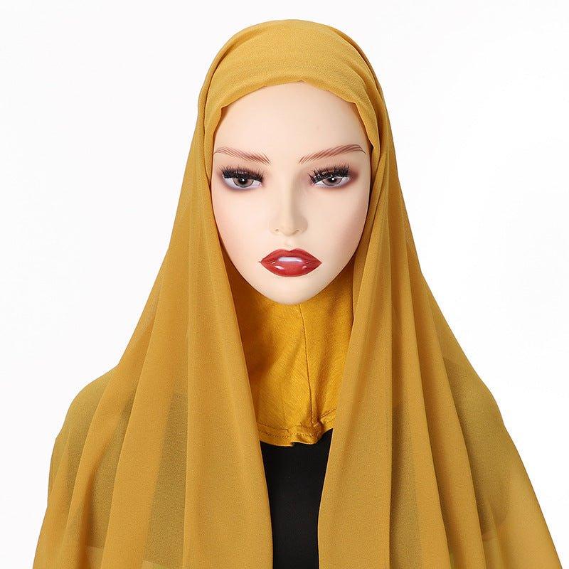 MH061 Pearl Chiffon One-Piece Bottom Hat Hijab - Image 2