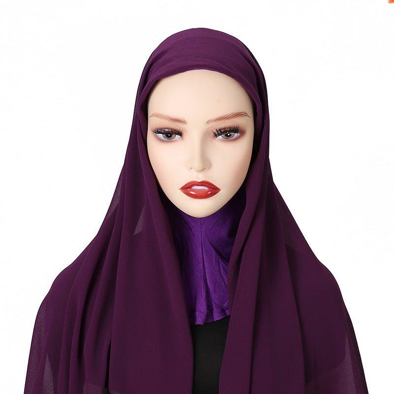 MH061 Pearl Chiffon One-Piece Bottom Hat Hijab - Image 3