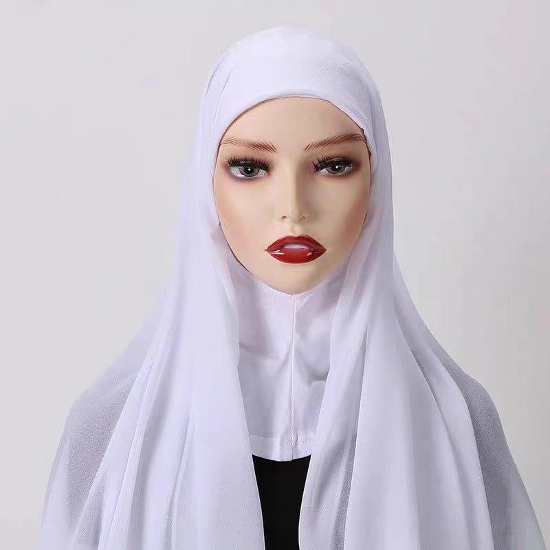 MH061 Pearl Chiffon One-Piece Bottom Hat Hijab - Image 6