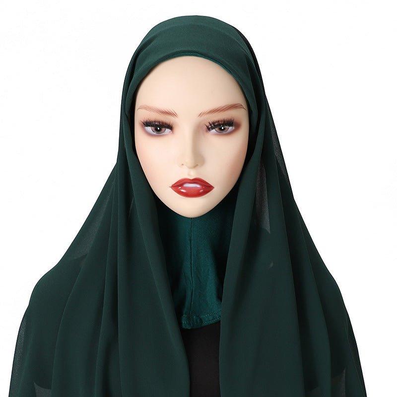 MH061 Pearl Chiffon One-Piece Bottom Hat Hijab - Image 8