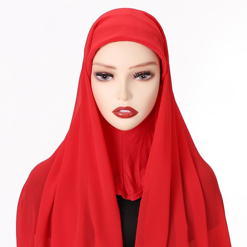 MH061 Pearl Chiffon One-Piece Bottom Hat Hijab - Image 9