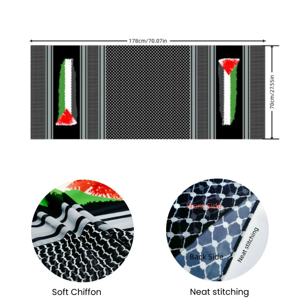 MH074 Keffiyeh Printed chiffon Hijab - Image 2