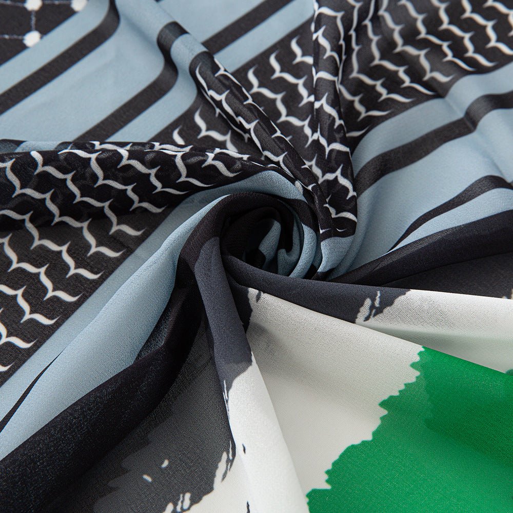 MH074 Keffiyeh Printed chiffon Hijab - Image 6