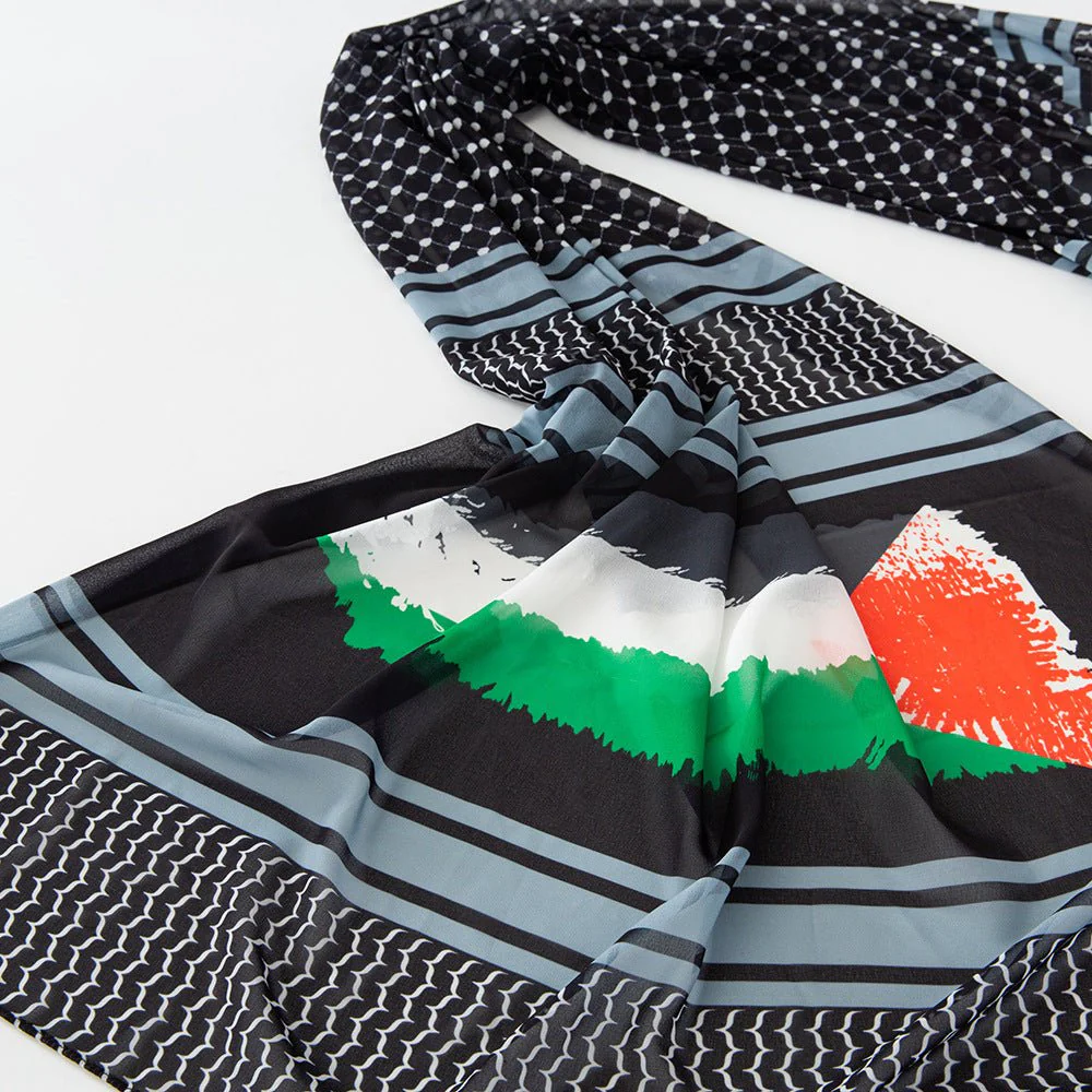 MH074 Keffiyeh Printed chiffon Hijab - Image 9
