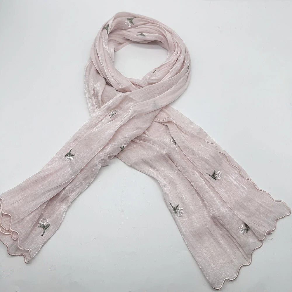 MH080 Breathable And Cool Crepe Embroidered Hijab - Image 10