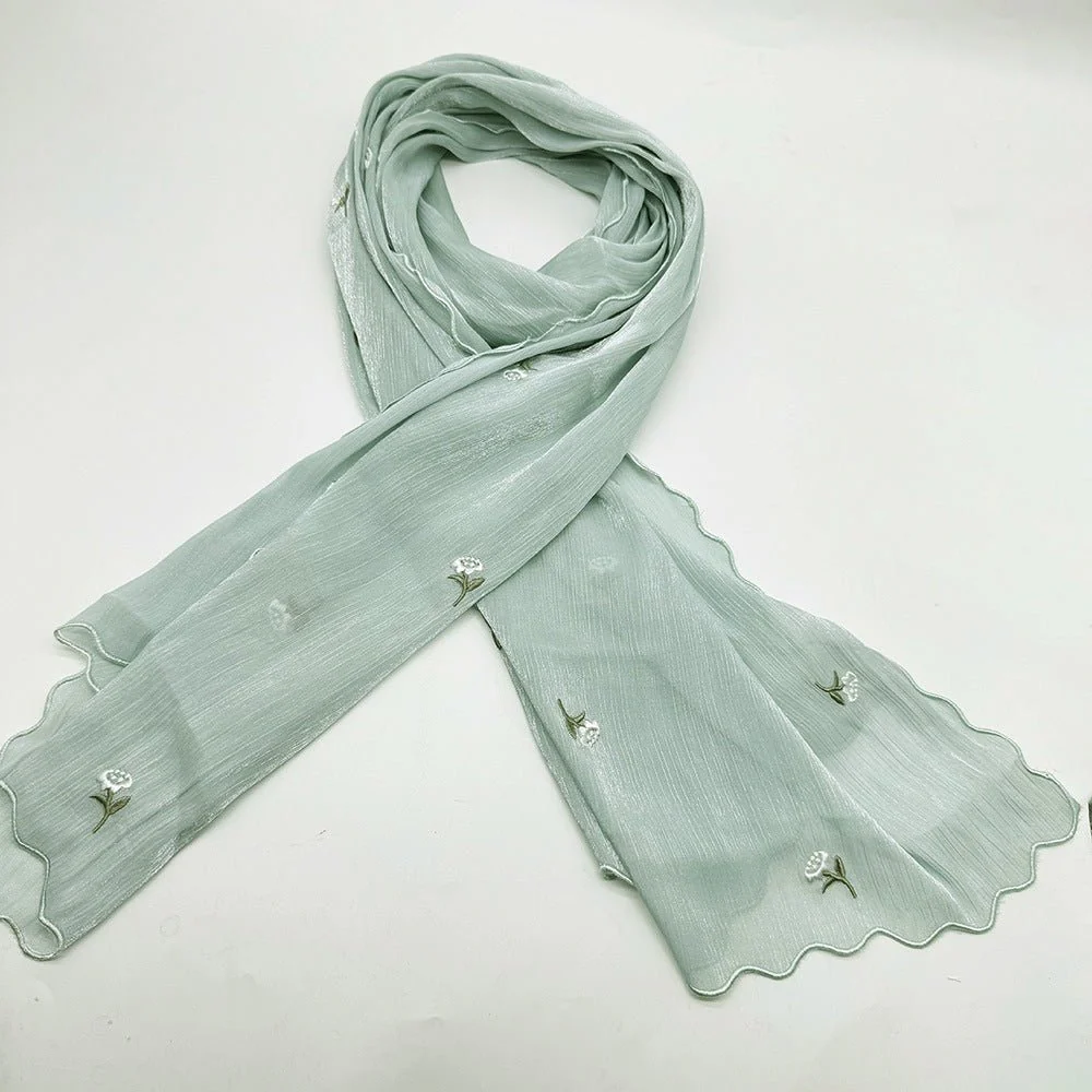 MH080 Breathable And Cool Crepe Embroidered Hijab - Image 11