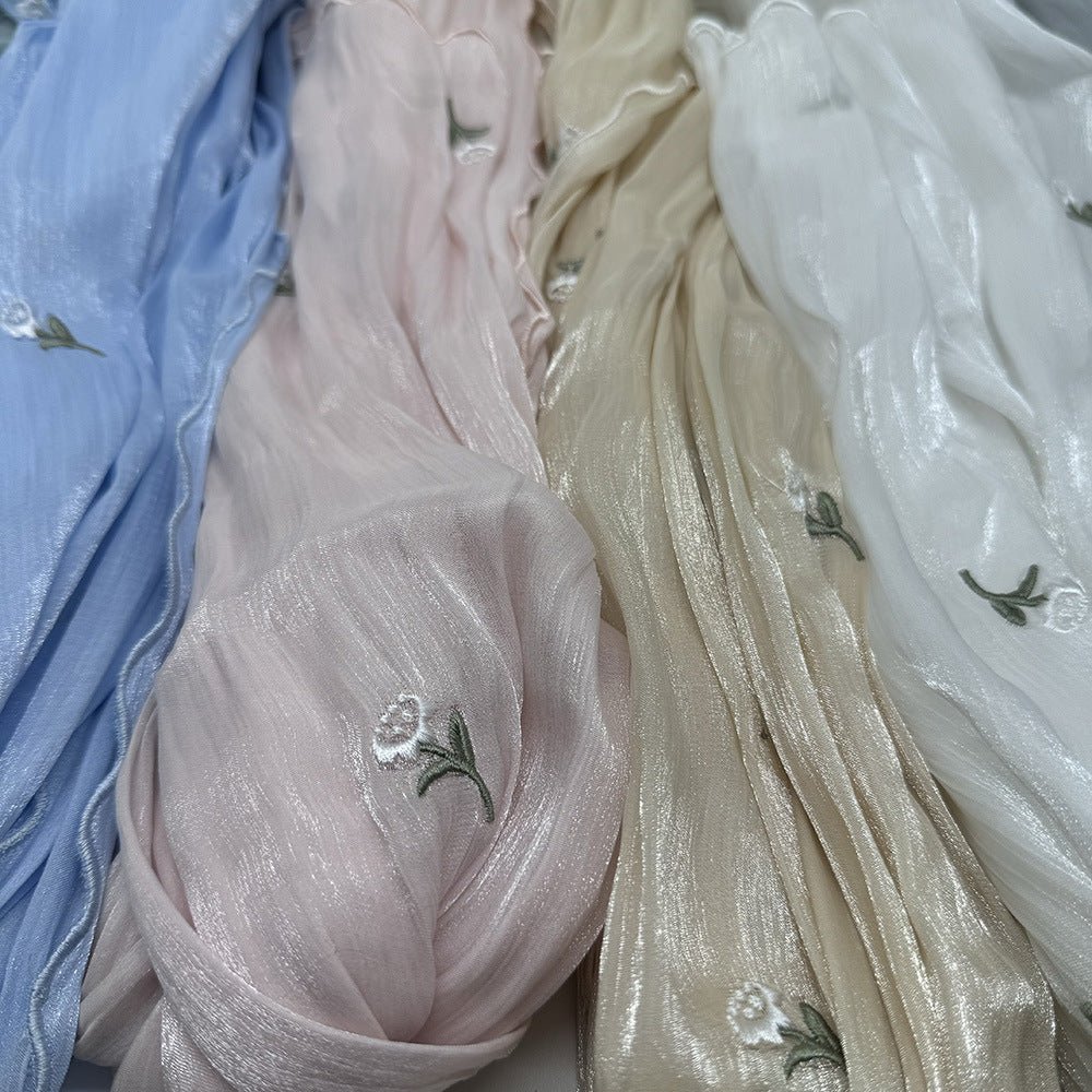 MH080 Breathable And Cool Crepe Embroidered Hijab - Image 4