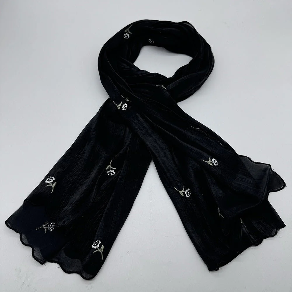 MH080 Breathable And Cool Crepe Embroidered Hijab - Image 5