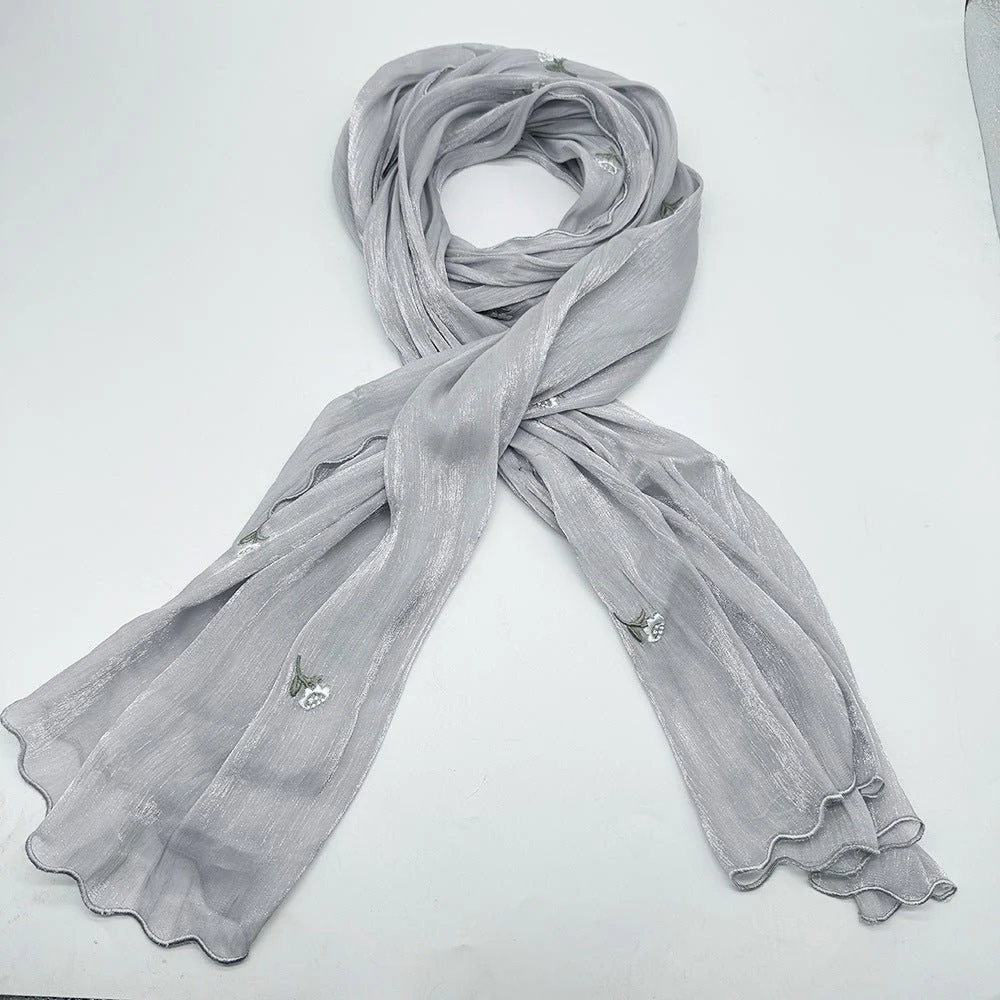 MH080 Breathable And Cool Crepe Embroidered Hijab - Image 6