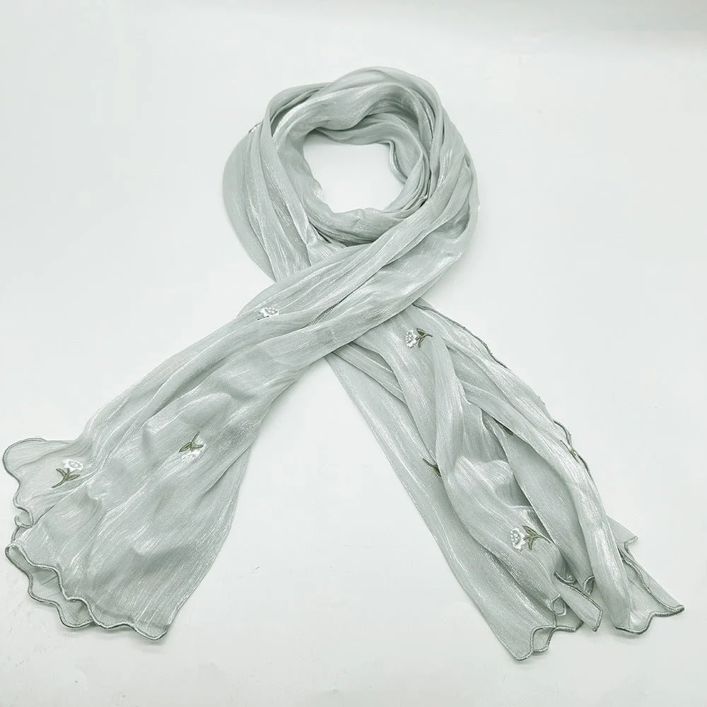 MH080 Breathable And Cool Crepe Embroidered Hijab - Image 7