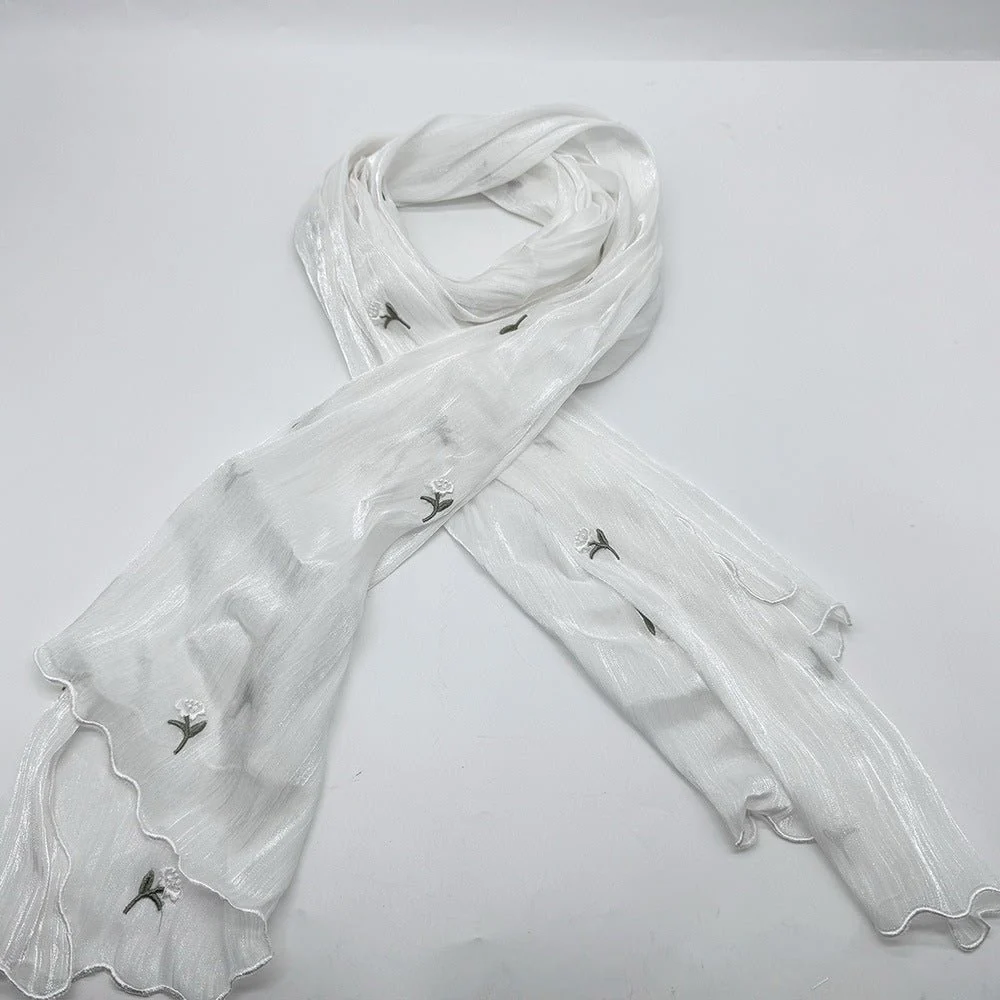 MH080 Breathable And Cool Crepe Embroidered Hijab - Image 8
