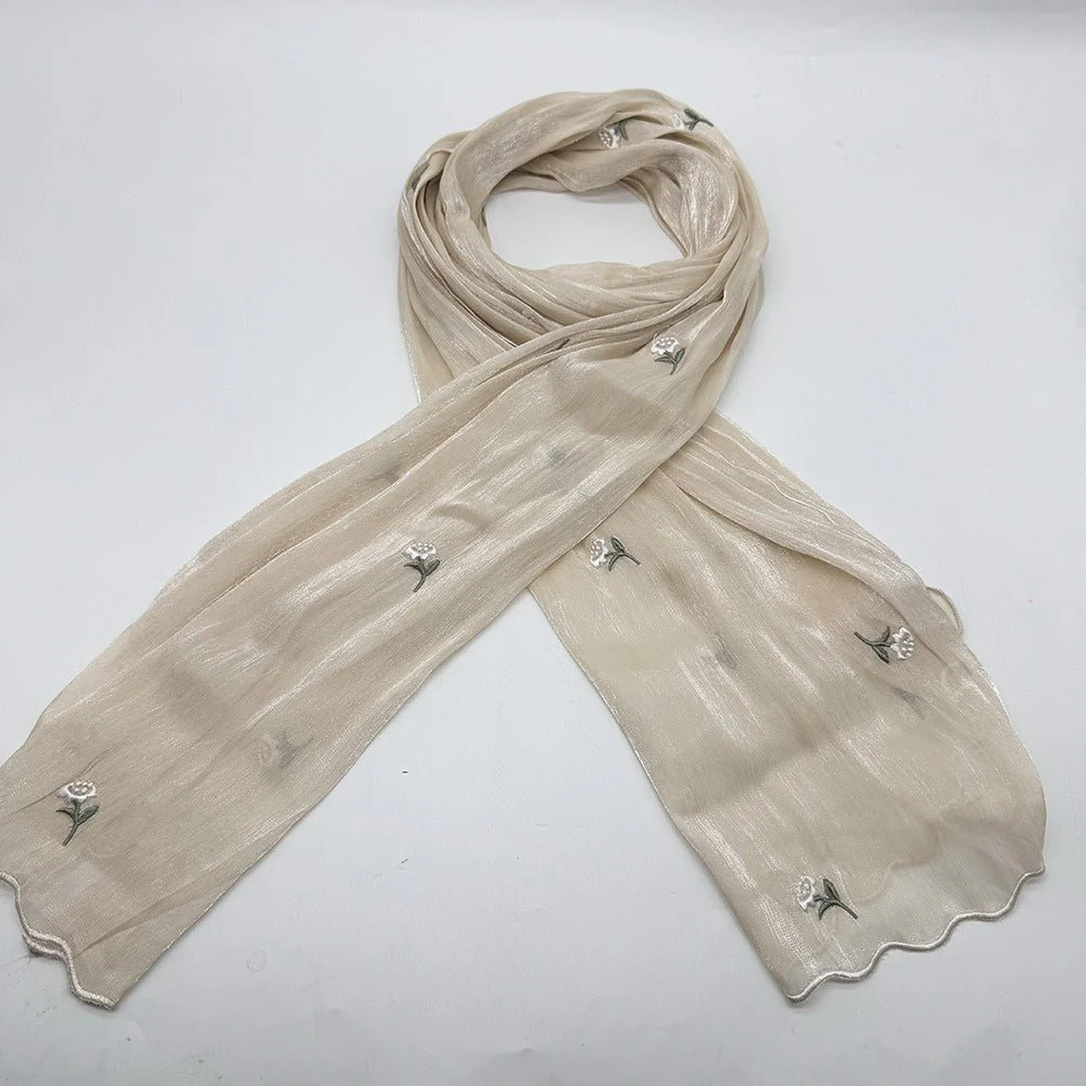 MH080 Breathable And Cool Crepe Embroidered Hijab - Image 9