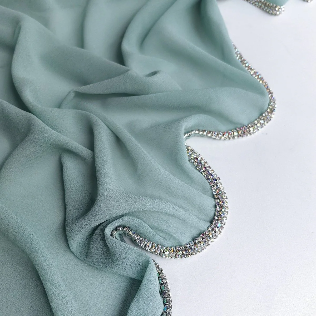 Diamond Trimmed Chiffon Hijab(MH087) - Image 23