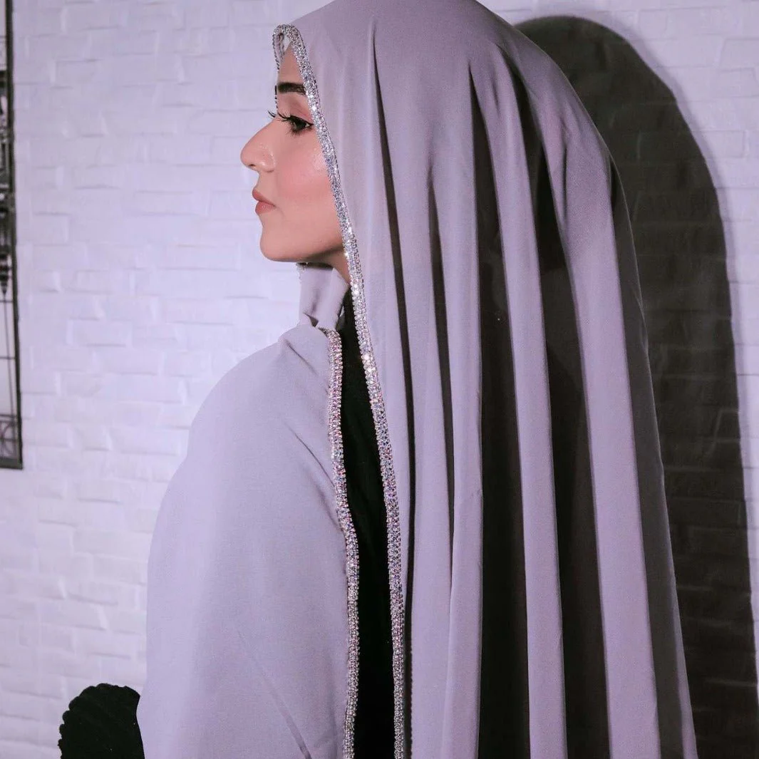 Diamond Trimmed Chiffon Hijab(MH087) - Image 3