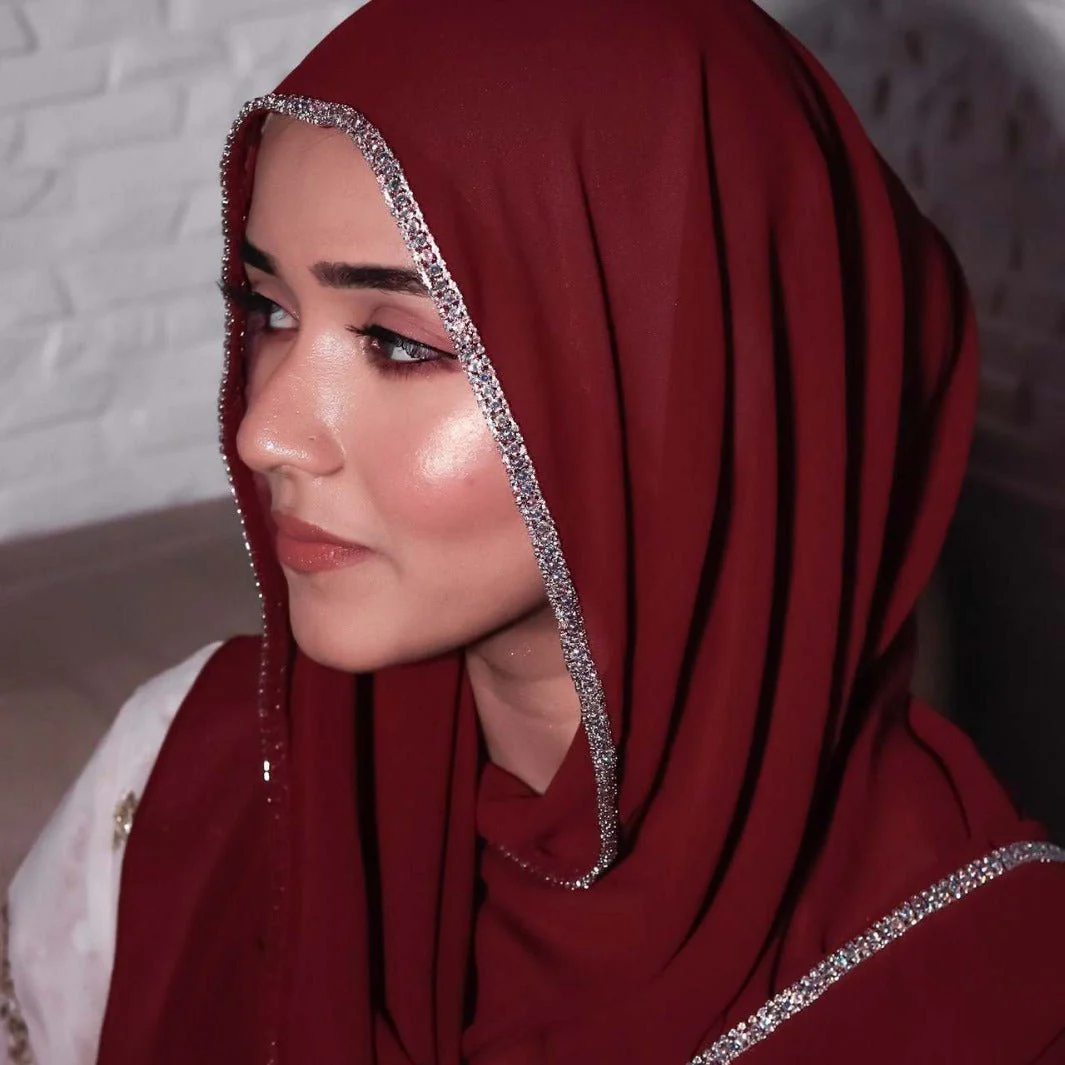 Diamond Trimmed Chiffon Hijab(MH087) - Image 4