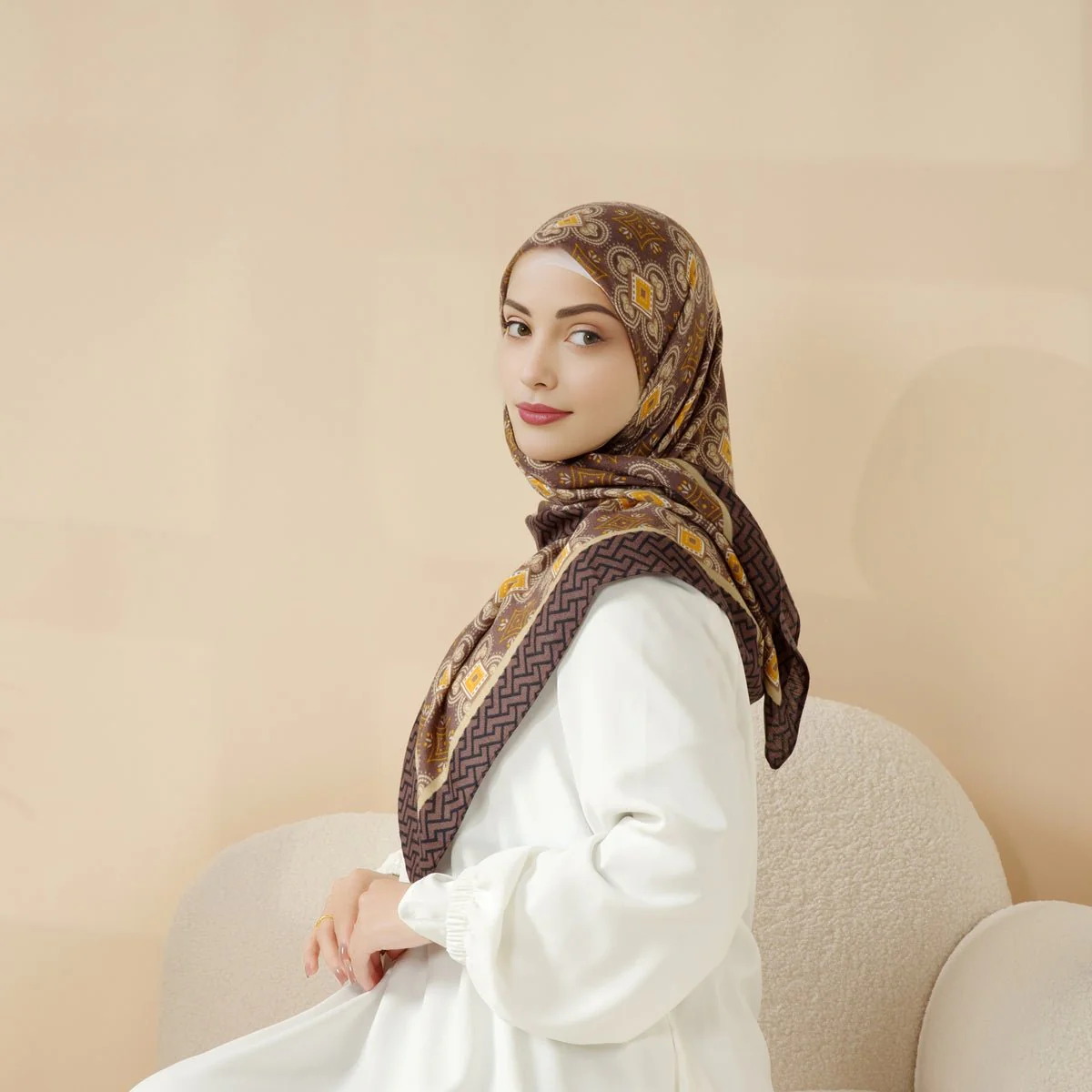 MH096 Printed Cashmere Touch Square Hijab - Image 10