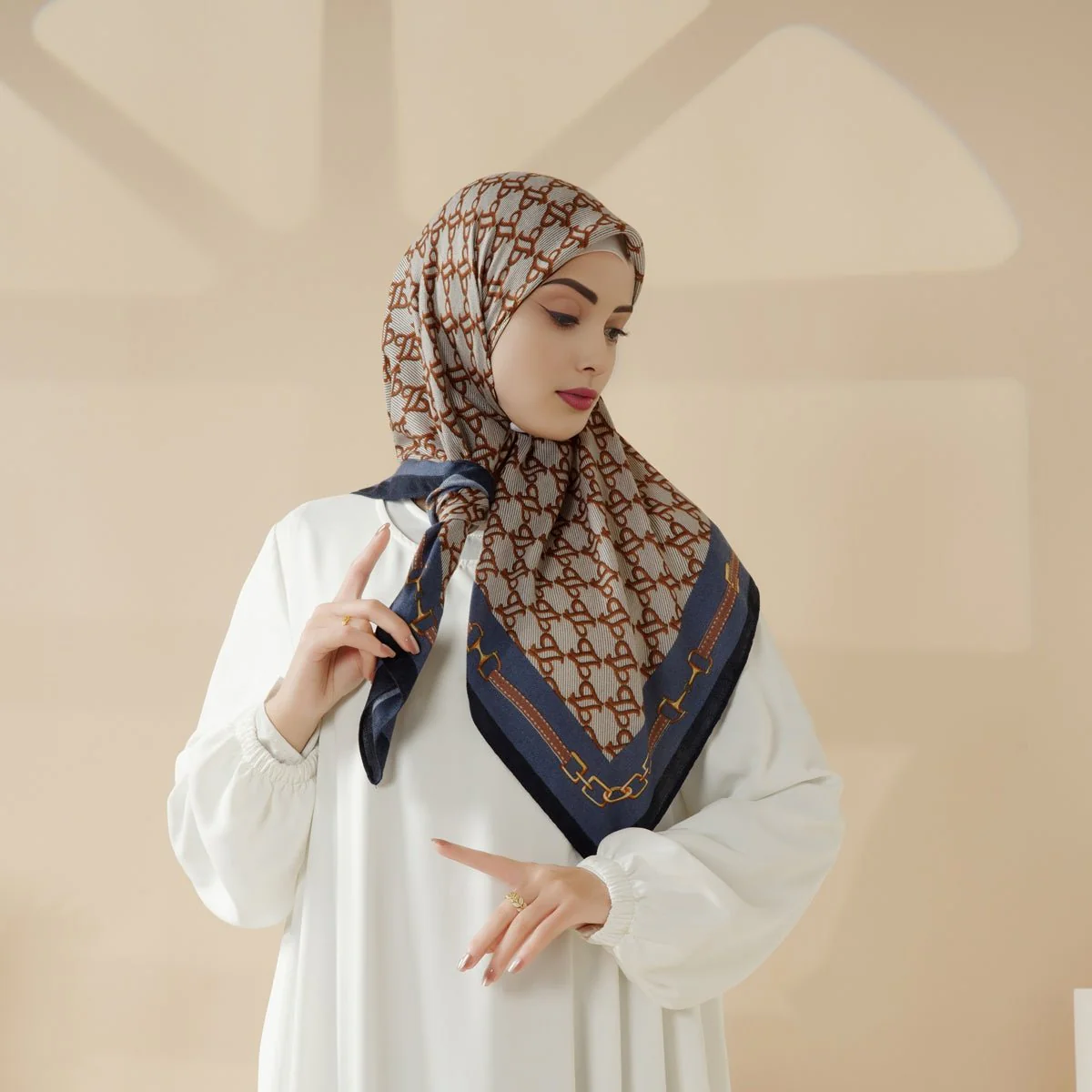 MH096 Printed Cashmere Touch Square Hijab - Image 4