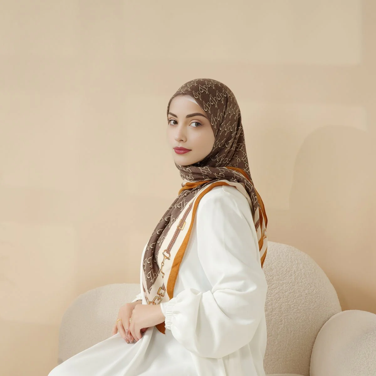 MH096 Printed Cashmere Touch Square Hijab - Image 5