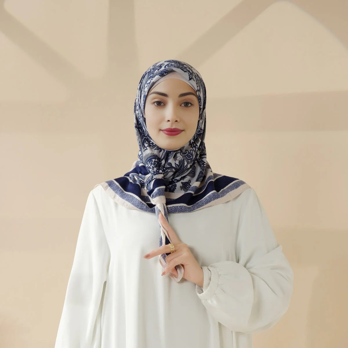 MH096 Printed Cashmere Touch Square Hijab - Image 7