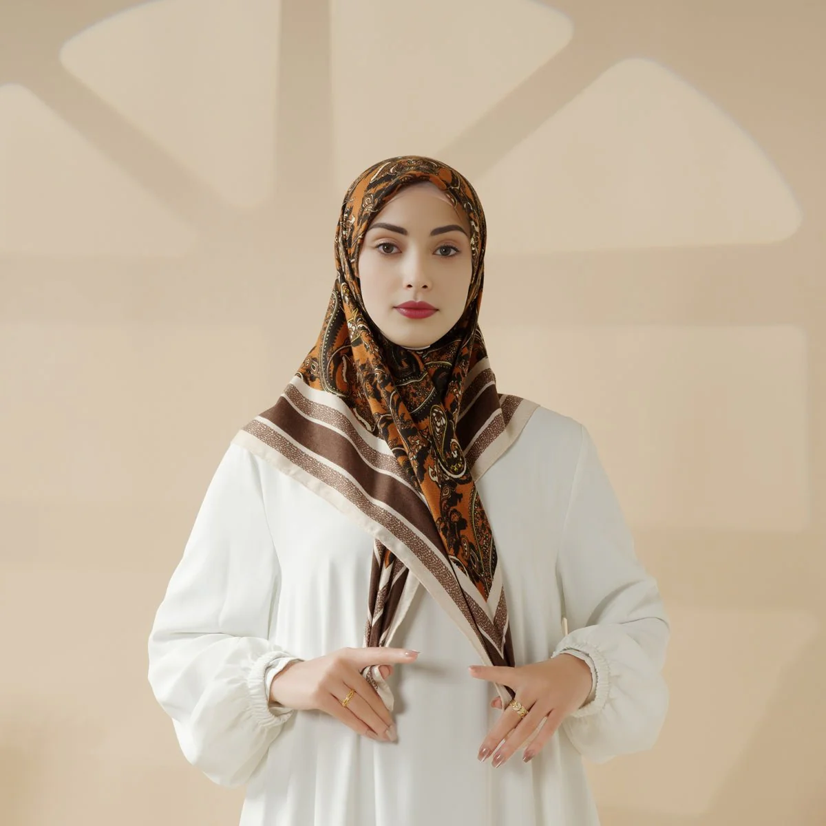 MH096 Printed Cashmere Touch Square Hijab - Image 9