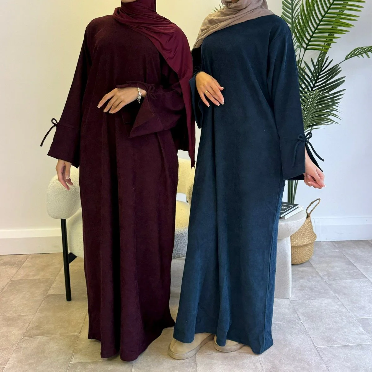 Mini Bow Sleeve Abaya | Simple Lace-Up Modest Abaya for Everyday Wear (MA130) - Image 2