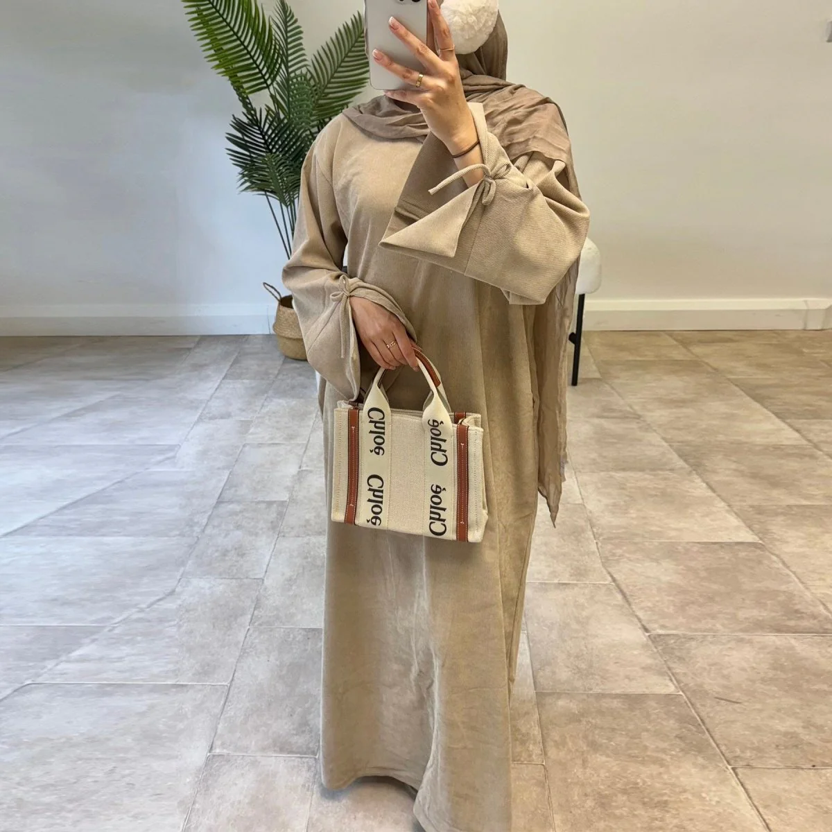 Mini Bow Sleeve Abaya | Simple Lace-Up Modest Abaya for Everyday Wear (MA130) - Image 6