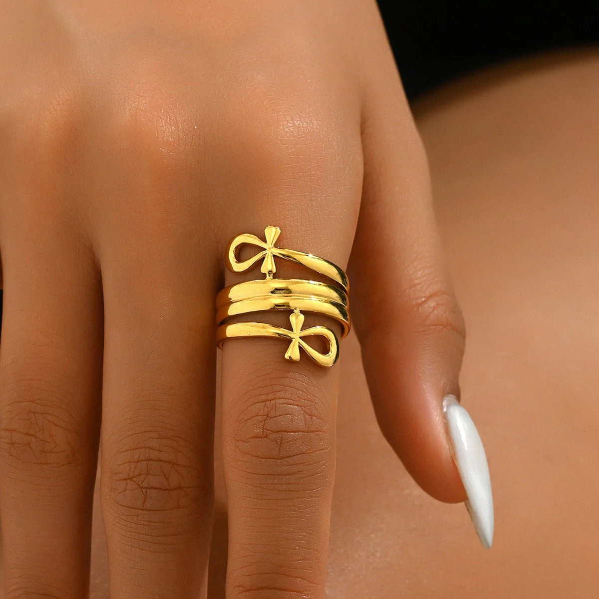 Minimalist Bow Design Statement Ring (MAC411) - Image 2